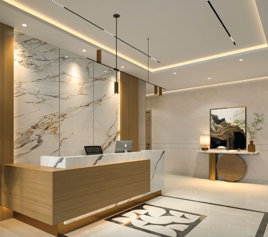 Entrance lobby with reception desk at Sankirt Jasmine