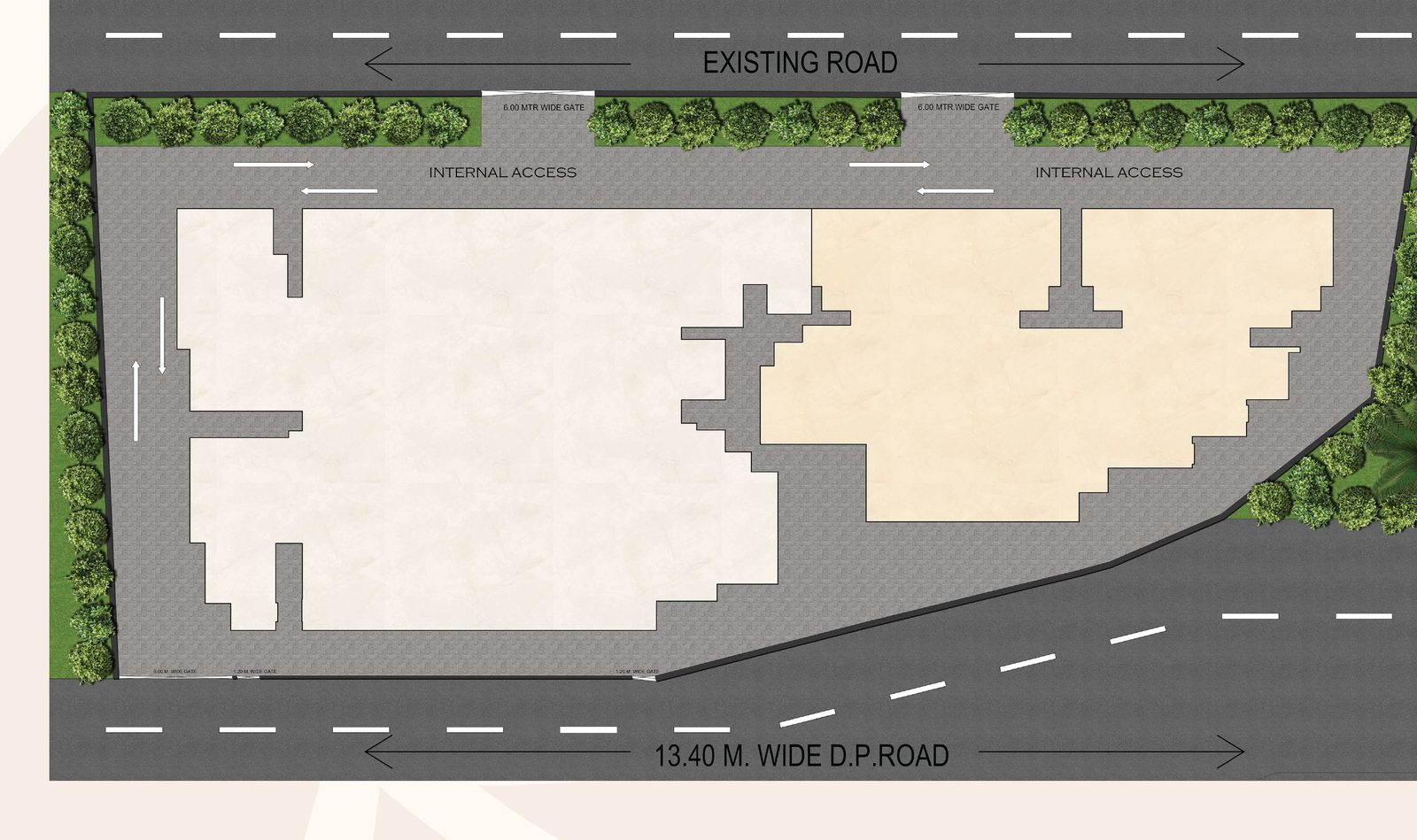 Master layout plan for Sankirt Jasmine showing the site, internal access and D.P. road